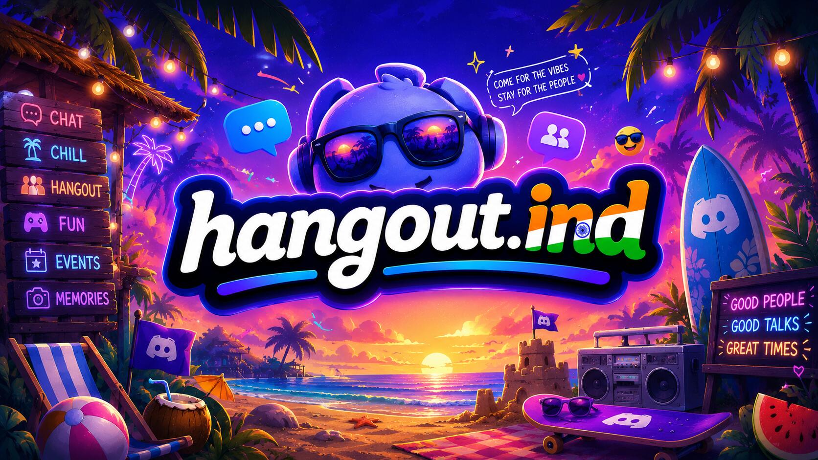 Discovery splash banner for hangout.ind Discord server