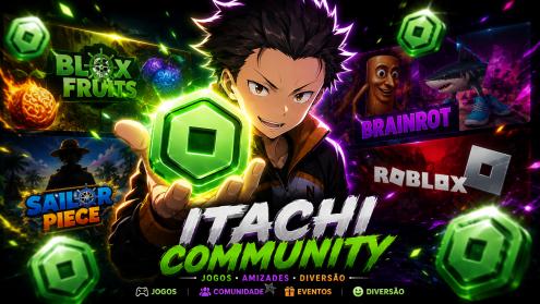 Discovery splash banner for ItachiCommunity 🇧🇷 | Roblox • Blox Fruits 🌊 Discord server
