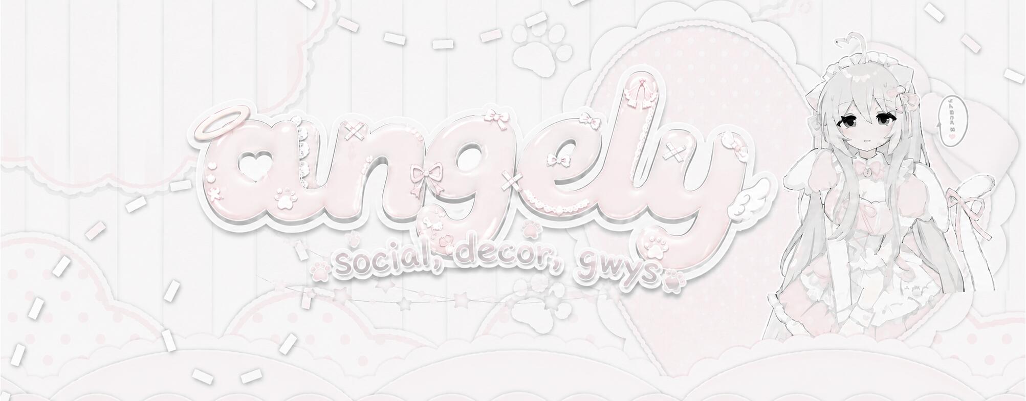 Discovery splash banner for ⑅ ݂ angely ૮ ․ ․ ྀིა 𓈒 ݂ guilds ݂ social 𓈒 ݂ giveaways ݂ decor ݁ 𓈒♡ Discord server