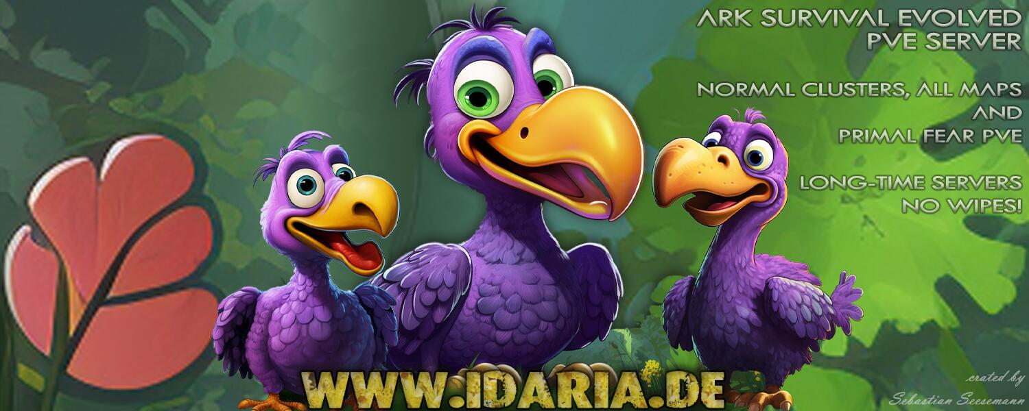 Discovery splash banner for Idaria ARK PVE Discord server