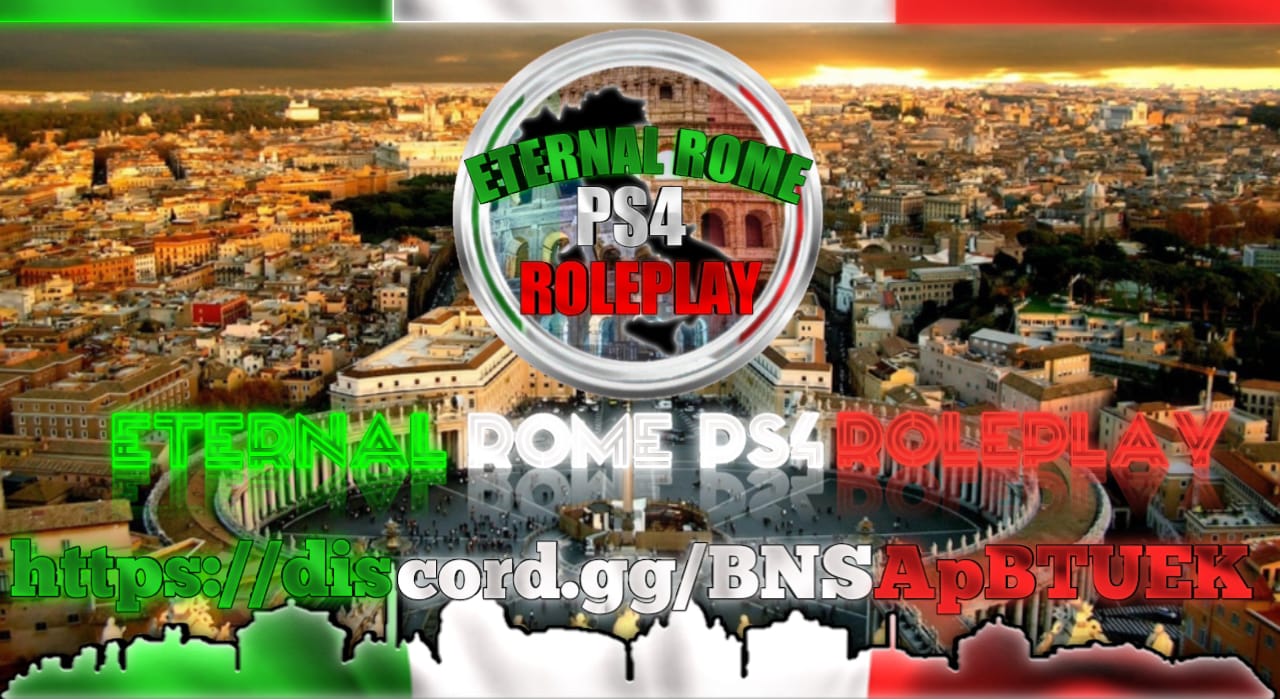 Discovery splash banner for Eternal Rome PS4/5 RP® Discord server